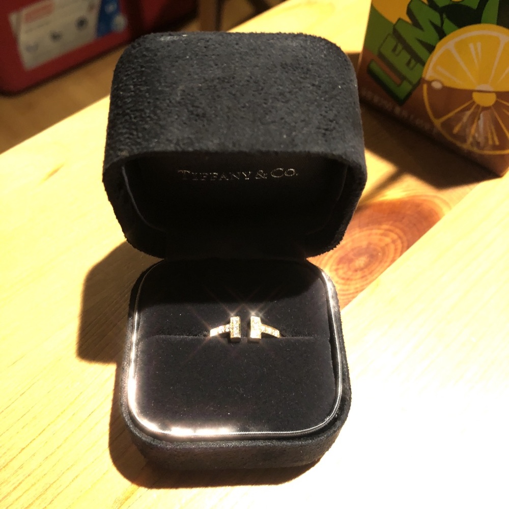 Tiffany T rose gold ring size 7.5-8